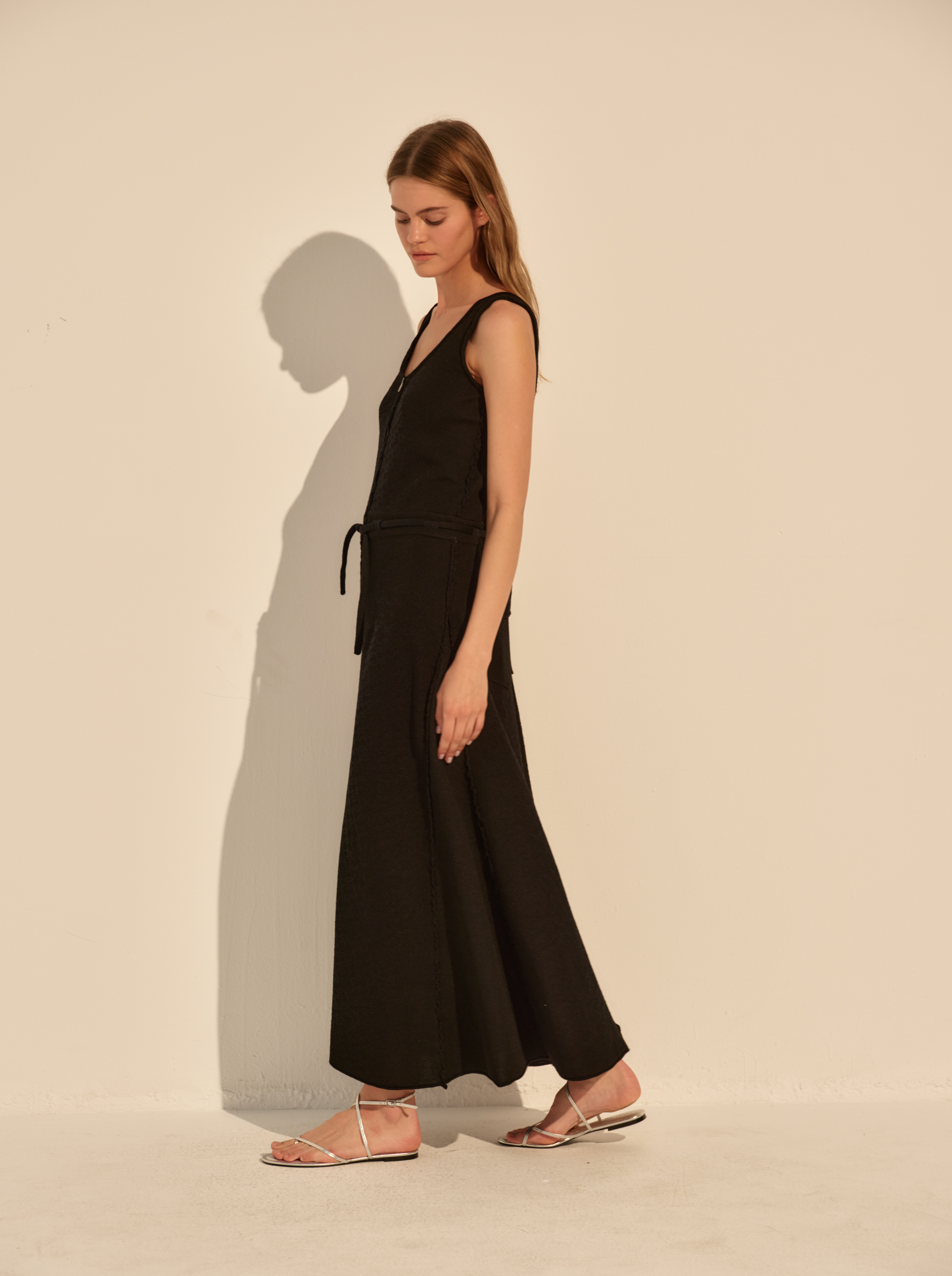 Чёрное женское платье миди премиум класса, фото 3