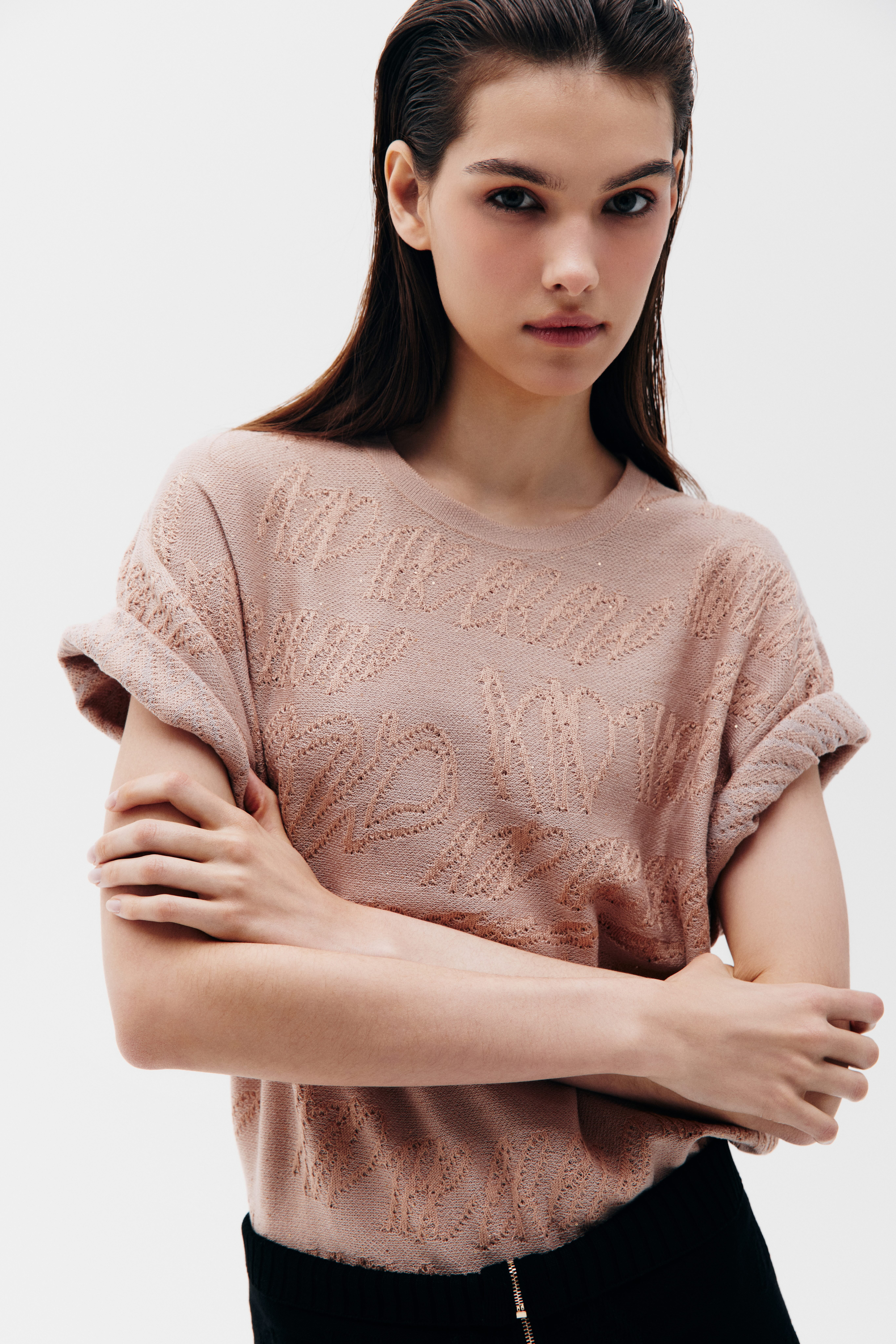 Футболка удлиненная с микропайетками, фото 1