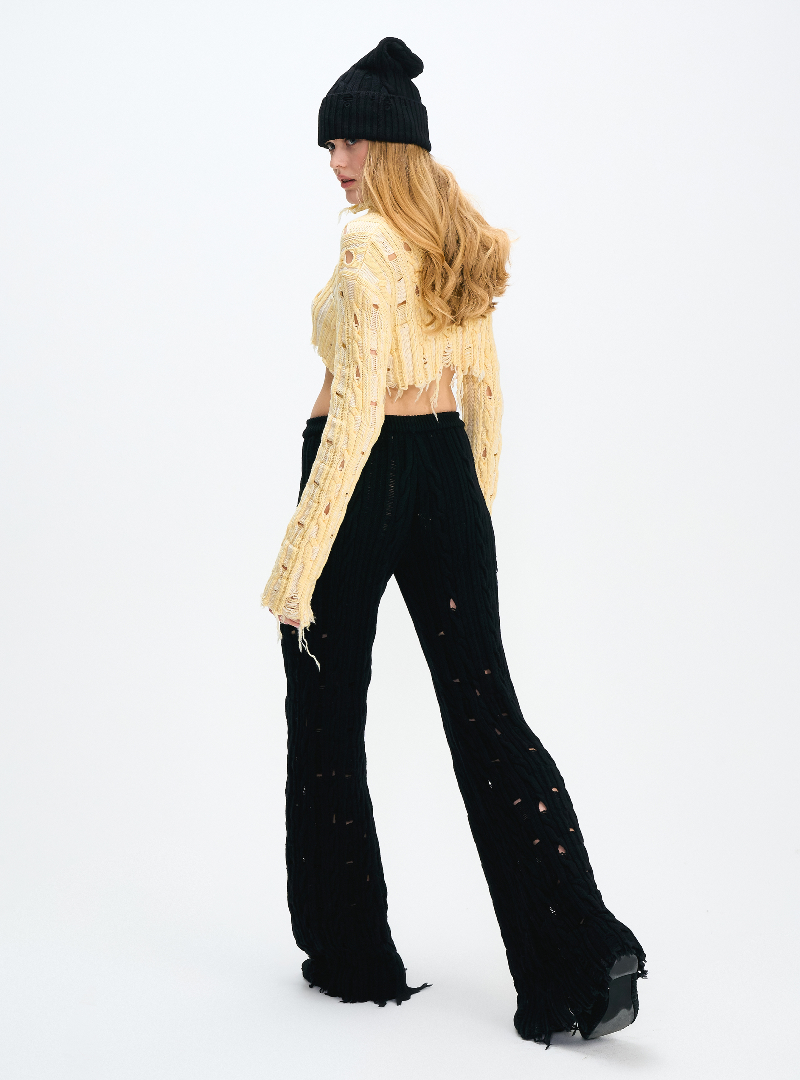 Короткий джемпер с высоким горлом и эффектом необработанных краев, фото 2